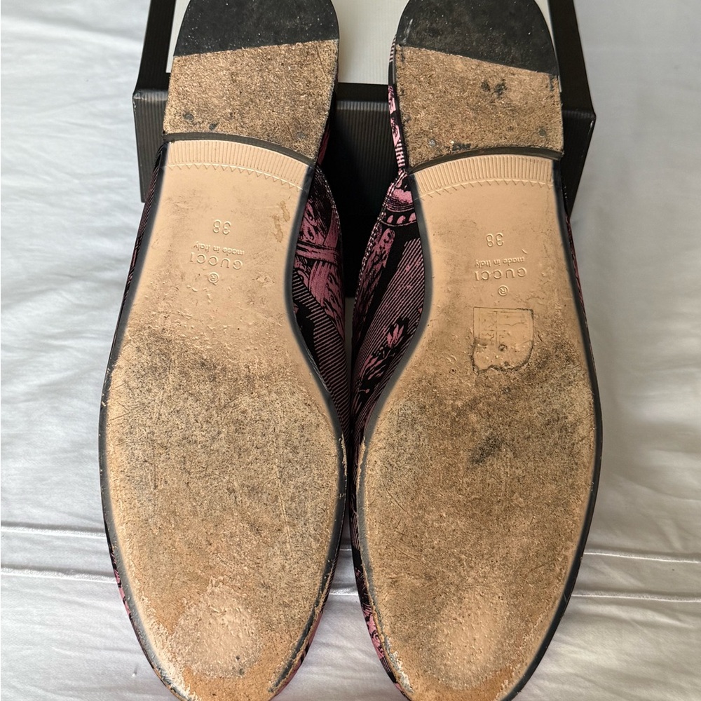 Gucci Pink and Black Patterned Mules - Picture 6 of 7